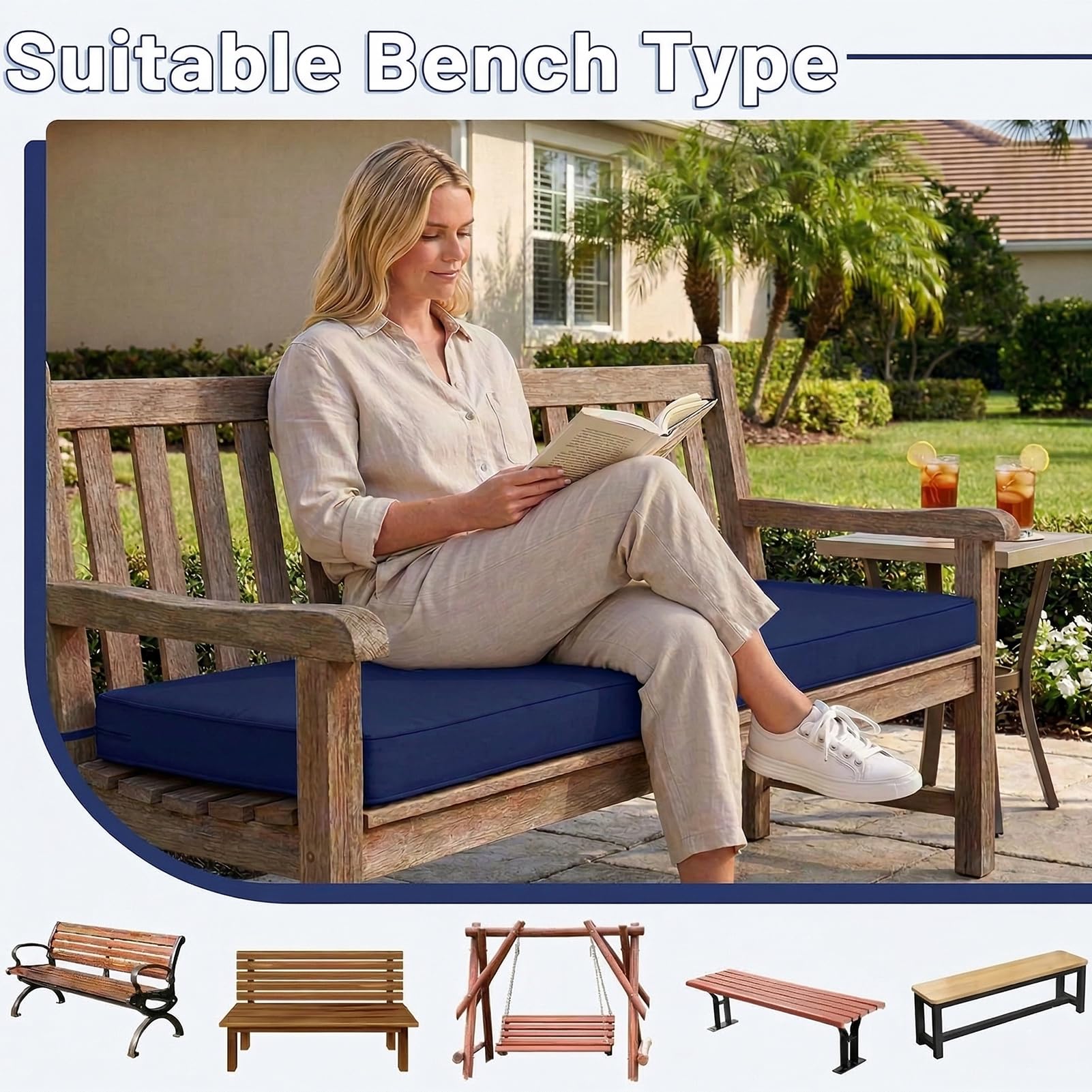 Amazon.com: Outdoor Bench Cushion 42x9.9in Waterproof,2 In Thick